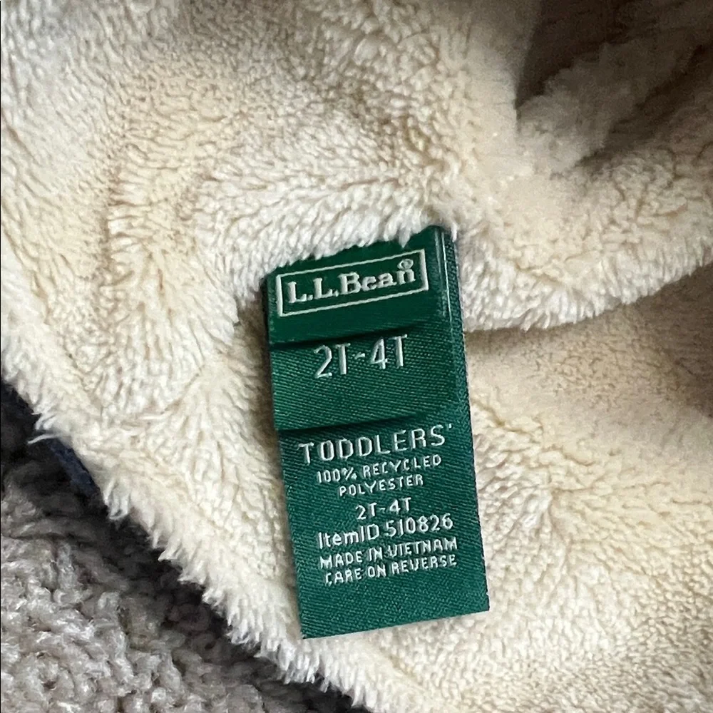 L.L. Bean Kids' Lavender and Grey Fleece Trapper Hat with Mittens Sz 2T-4T